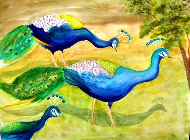 Pintura titulada "Peacocks" por Emilia, Obra de arte original, Oleo