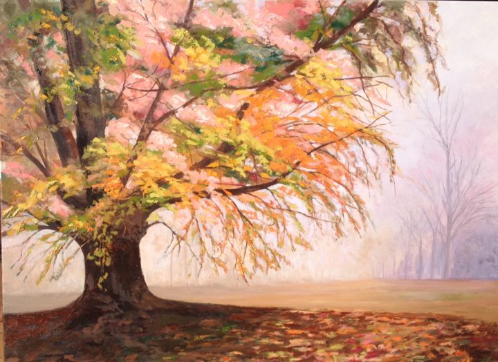 Painting titled "alegria de otoño" by Emilia Izquierdo Avilero, Original Artwork, Oil