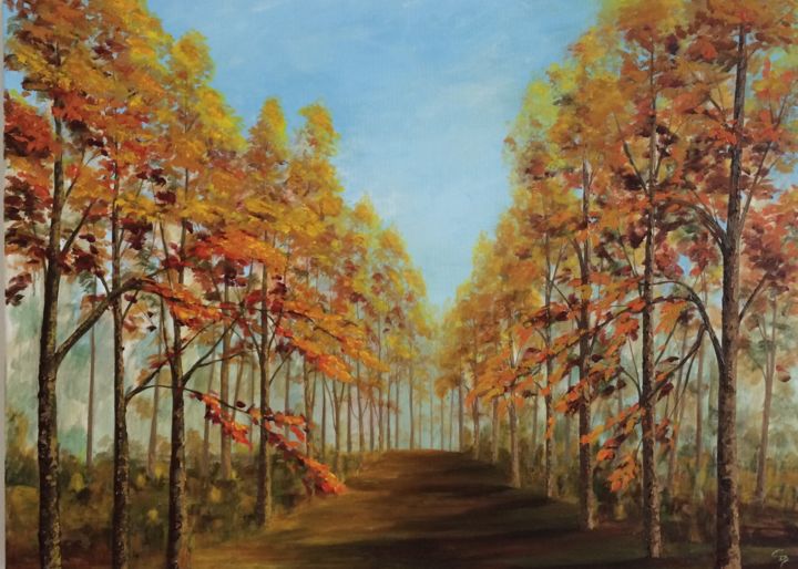 Pintura titulada "colores de otoño" por Emilia Izquierdo Avilero, Obra de arte original, Acrílico