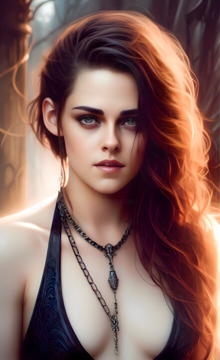 Digital Arts με τίτλο "Kristen Stewart" από Emiliano Buiatti, Αυθεντικά έργα τέχνης, Εικόνα που δημιουργήθηκε με AI