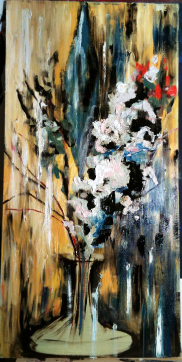Painting titled "vaso-di-fiori-cm-60…" by Emiliano Africano, Original Artwork