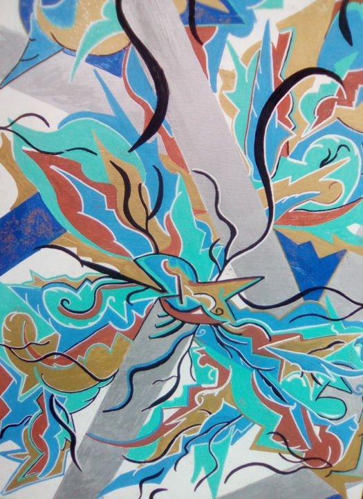 Peinture intitulée "Déracinés" par Lylie, Œuvre d'art originale,