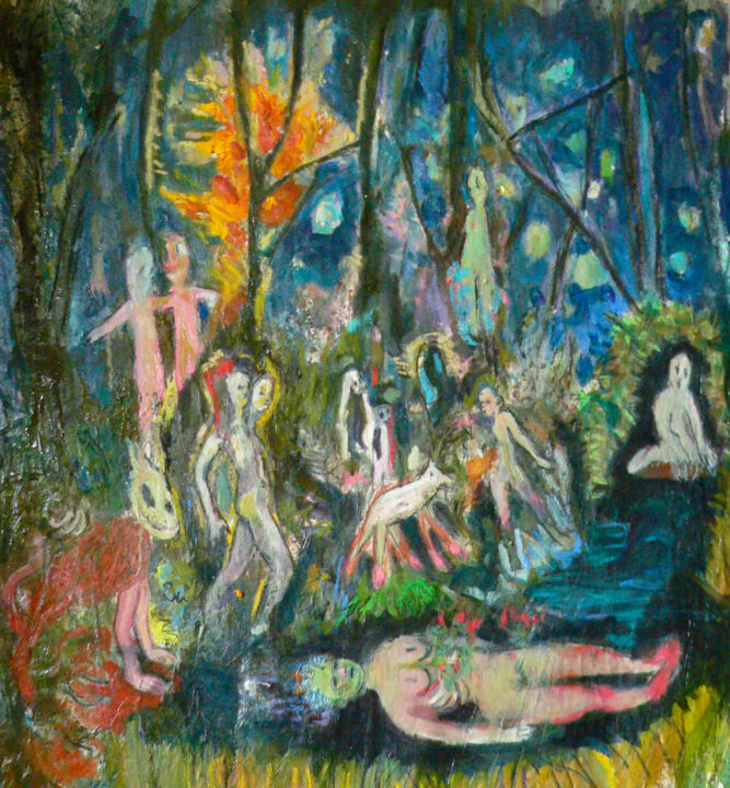 Peinture intitulée "La mort de la grand…" par Emilie Lagarde, Œuvre d'art originale