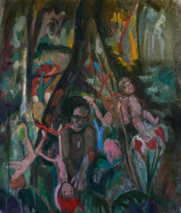 Painting titled "les fétiches" by Emilie Lagarde, Original Artwork
