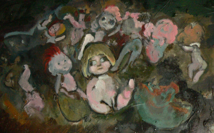 Painting titled "Fétiches" by Emilie Lagarde, Original Artwork