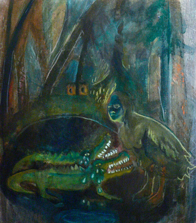 Painting titled "les crocodiles" by Emilie Lagarde, Original Artwork