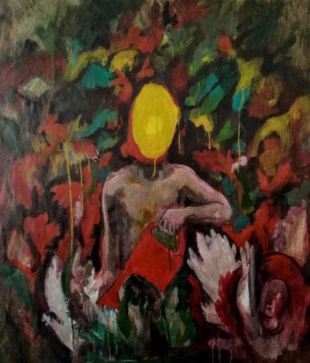 Schilderij getiteld "Jardiner l'esprit" door Emilie Lagarde, Origineel Kunstwerk