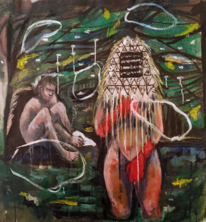 Painting titled "Signes" by Emilie Lagarde, Original Artwork