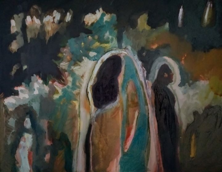 Pittura intitolato "Où sommes-nous main…" da Emilie Lagarde, Opera d'arte originale, Olio
