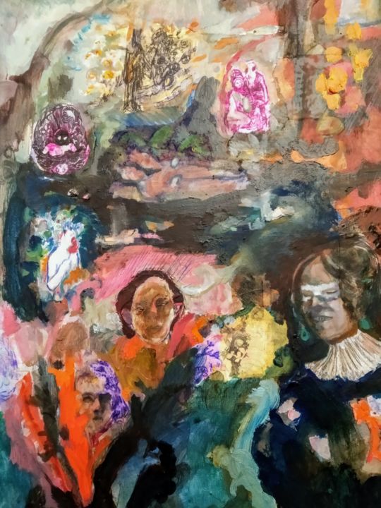 Painting titled "Aux marches" by Emilie Lagarde, Original Artwork, Oil