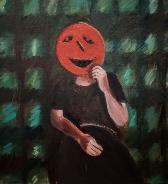 Painting titled "Le sourire" by Emilie Lagarde, Original Artwork, Tempera