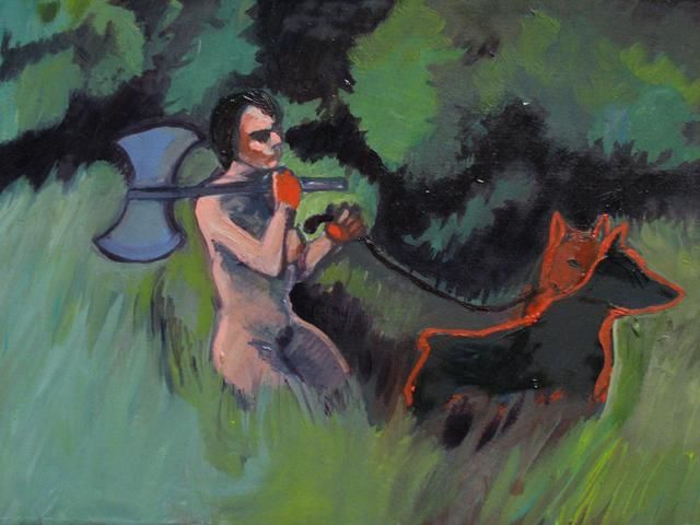 Peinture intitulée "tenir-ses-chiens1.j…" par Emilie Lagarde, Œuvre d'art originale