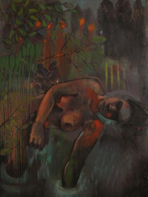 Painting titled "marais-red.jpg" by Emilie Lagarde, Original Artwork