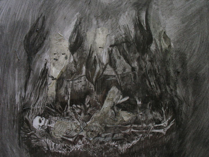 Disegno intitolato "Sous la mer" da Emilie Lagarde, Opera d'arte originale