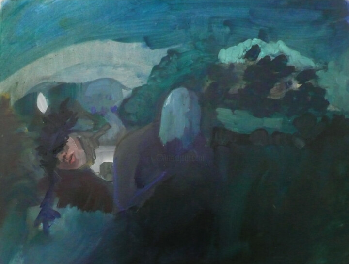 Painting titled "Repos" by Emilie Lagarde, Original Artwork, Oil