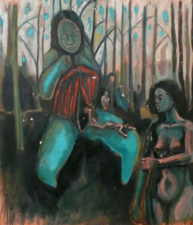 Painting titled "L'oubli" by Emilie Lagarde, Original Artwork, Oil