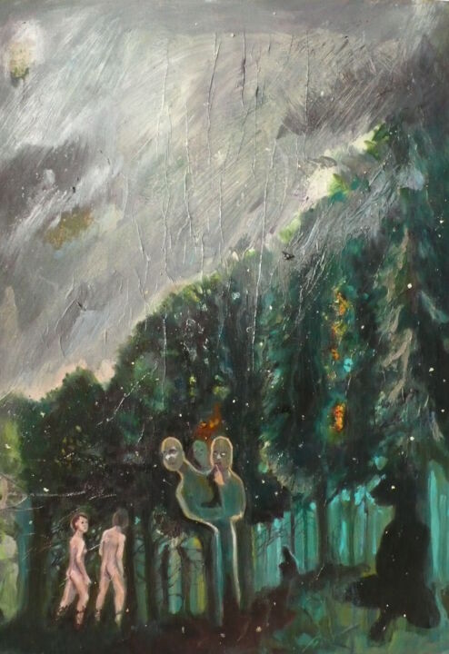 Peinture intitulée "L'orage" par Emilie Lagarde, Œuvre d'art originale