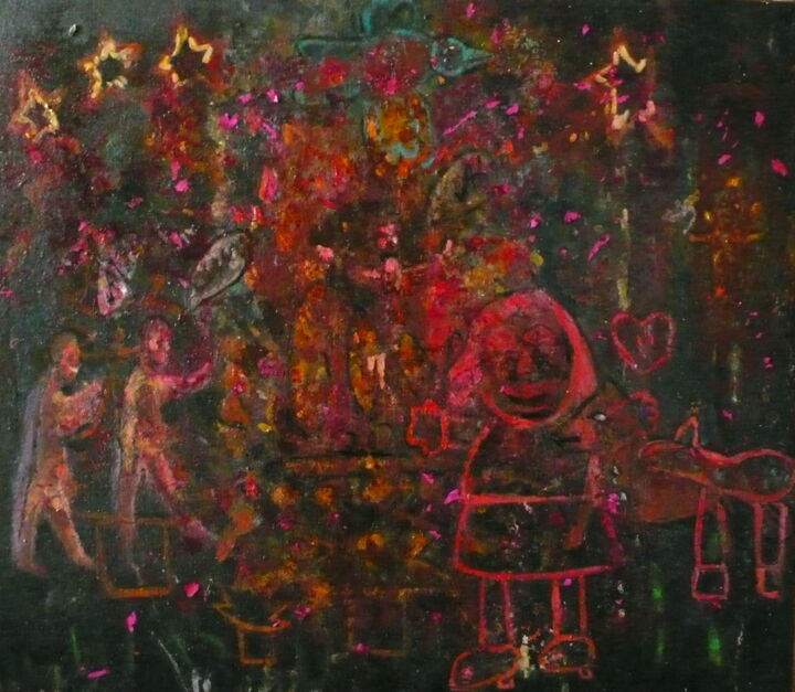 Pittura intitolato "La fête du bûcher" da Emilie Lagarde, Opera d'arte originale