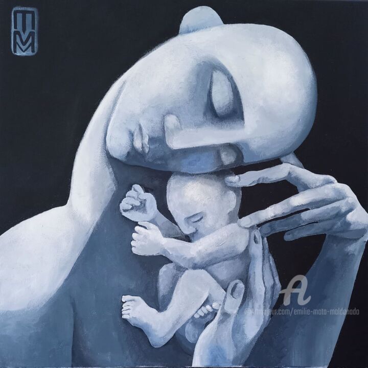 Pintura titulada ""Maternité"" por Emilie Mota-Maldonado, Obra de arte original, Acrílico Montado en Bastidor de camilla de…