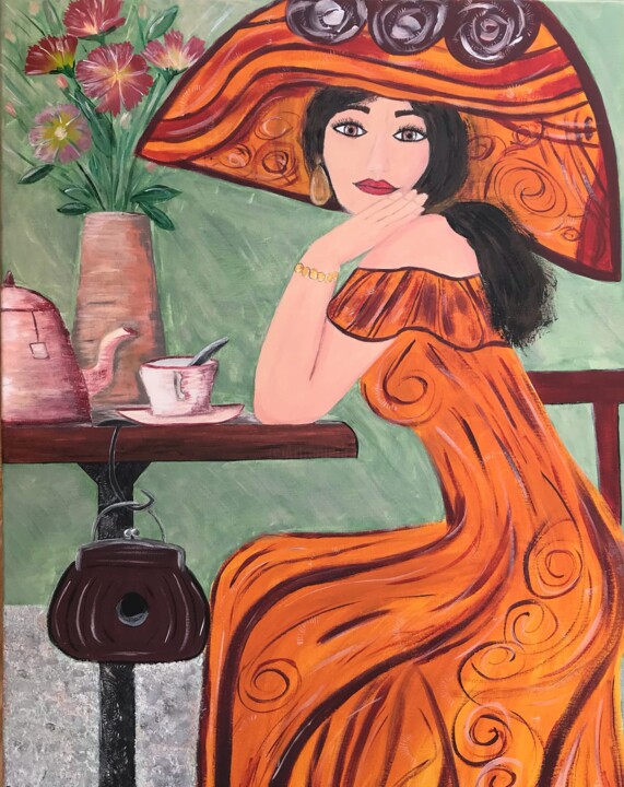 Painting titled "Josette" by Emilie Neuillie (Emy-Ly-Art), Original Artwork, Acrylic Mounted on Wood Stretcher frame