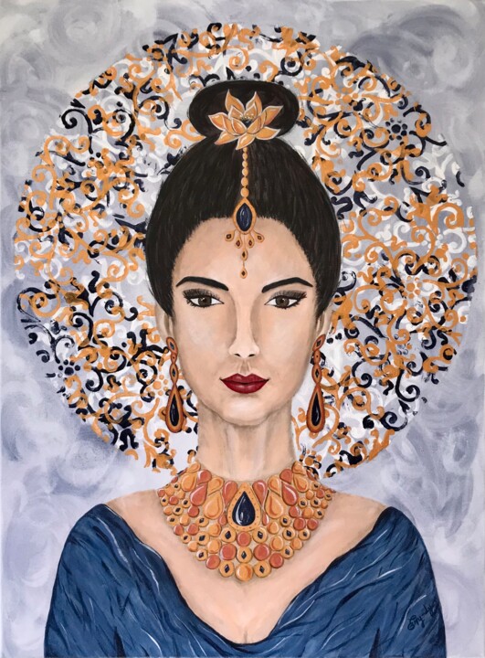 Painting titled "Tara" by Emilie Neuillie (Emy-Ly-Art), Original Artwork, Acrylic Mounted on Wood Stretcher frame