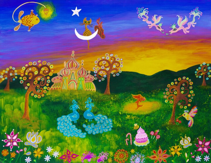 Peinture intitulée "Au pays du soleil c…" par Émilie Pauly, Œuvre d'art originale, Gouache
