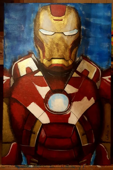 Peinture intitulée "Iron Man" par Em' & Lie, Œuvre d'art originale, Acrylique
