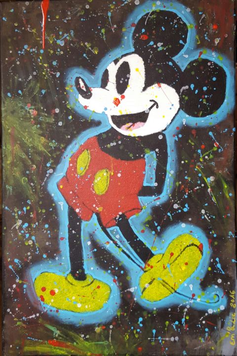 Peinture intitulée "Splashy Mouse" par Em' & Lie, Œuvre d'art originale, Acrylique