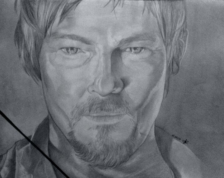 Drawing titled "Daryl Dixon" by Emilie Russery, Original Artwork, Other