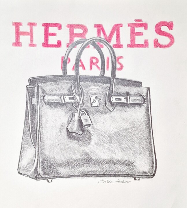 Dessin intitulée "Sac Hermes" par Émilie Zahno, Œuvre d'art originale, Crayon