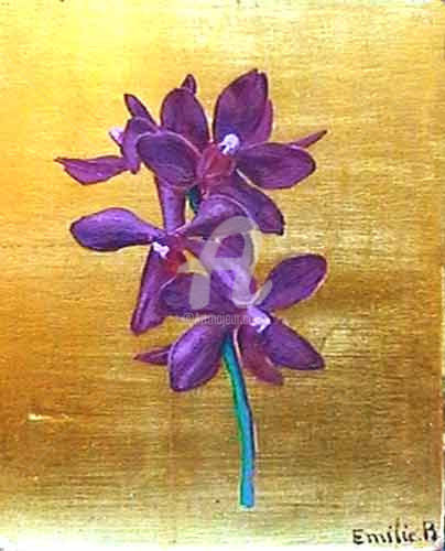 Painting titled "Orchidée" by Emilie Bresteau, Original Artwork, Gouache