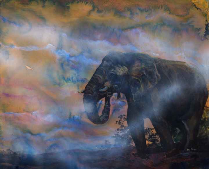 Peinture intitulée "Éléphant" par Lorenz, Œuvre d'art originale, Acrylique