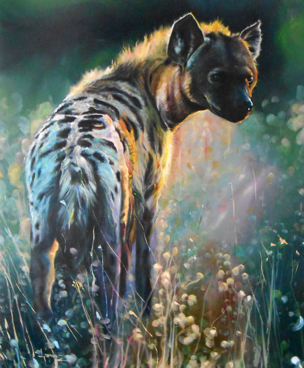 "Hyene tachetée" başlıklı Tablo Lorenz tarafından, Orijinal sanat, Akrilik