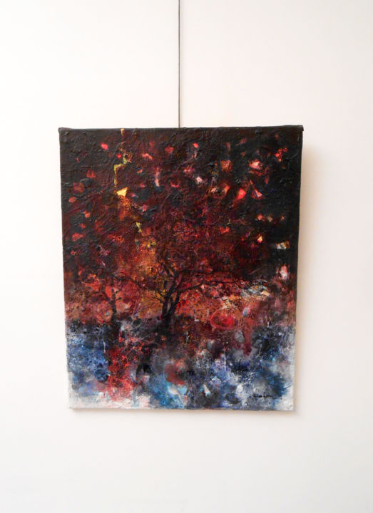 Peinture intitulée "Deux arbres dans la…" par Lorenz, Œuvre d'art originale, Acrylique Monté sur Châssis en bois