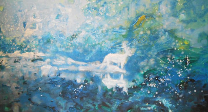 Peinture intitulée "Le dieu cerf" par Lorenz, Œuvre d'art originale, Acrylique