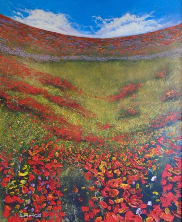 Painting titled "coquelicots II" by Lorenz, Original Artwork, Acrylic