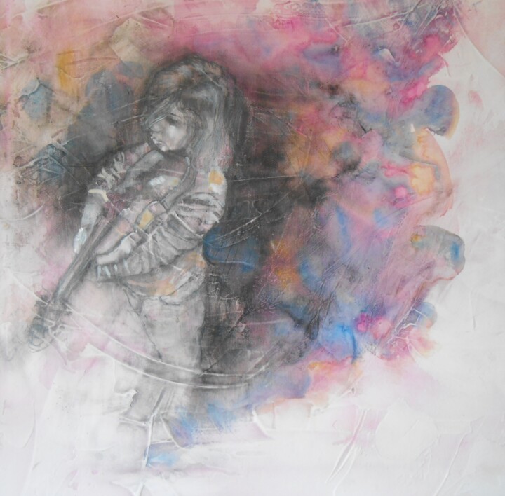 Peinture intitulée "La petite violoniste" par Lorenz, Œuvre d'art originale, Acrylique