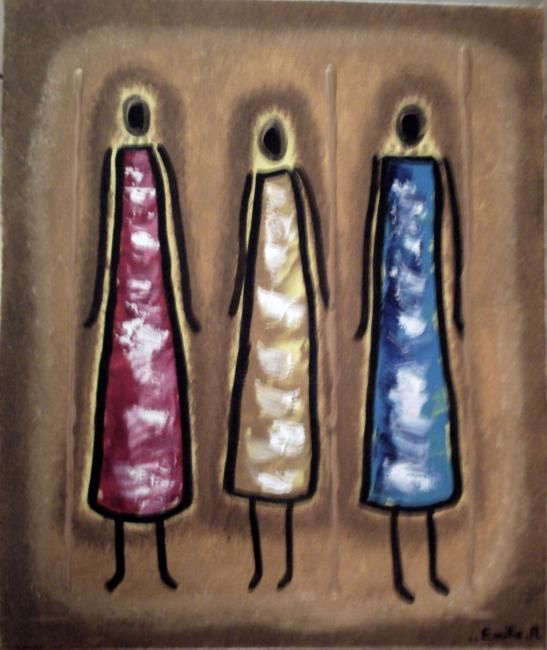 Malerei mit dem Titel "Massaï abstrait" von Emilie Rouvier, Original-Kunstwerk