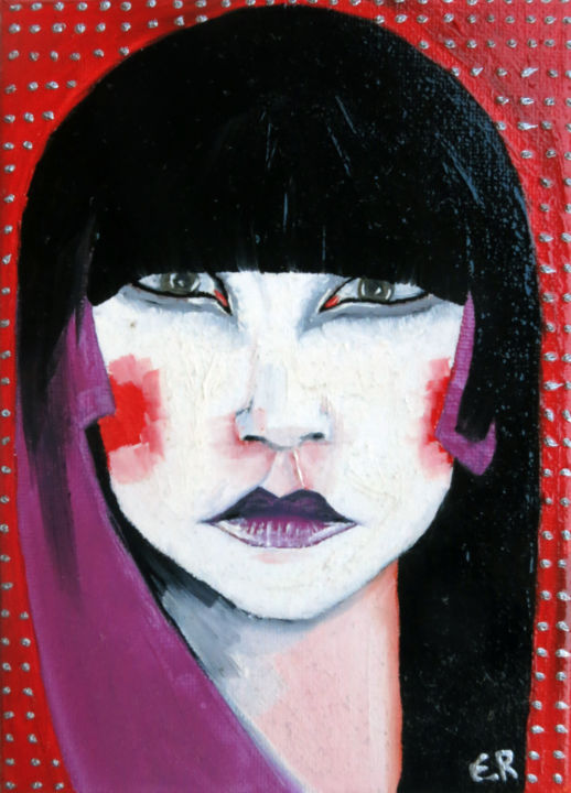 Painting titled "rouge" by Emilie Rousset, Original Artwork, Oil