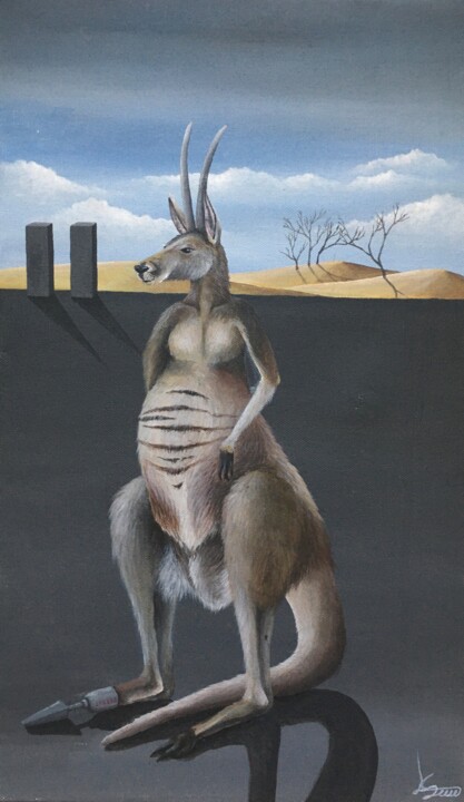 Painting titled "Kangaroo" by Emilija Šileikaitė, Original Artwork, Acrylic