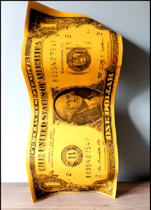 Γλυπτική με τίτλο "1 Dollar Bill" από Emilio Mortini, Αυθεντικά έργα τέχνης, Από ανοξείδωτο χάλυβα