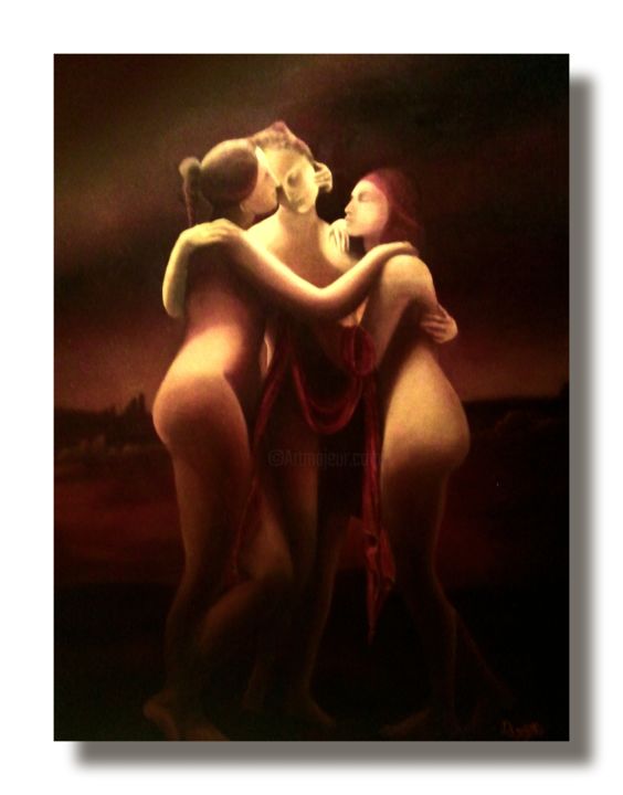 Painting titled "the-three-graces-60…" by Emilio Paintings, Original Artwork, Oil