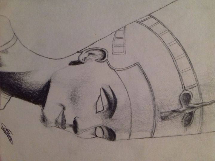 Drawing titled "Nefertiti" by Emilio Sosa, Original Artwork, Pencil