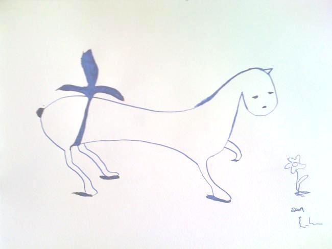 Drawing titled "Leonardo's horse" by Lazarovici, Original Artwork