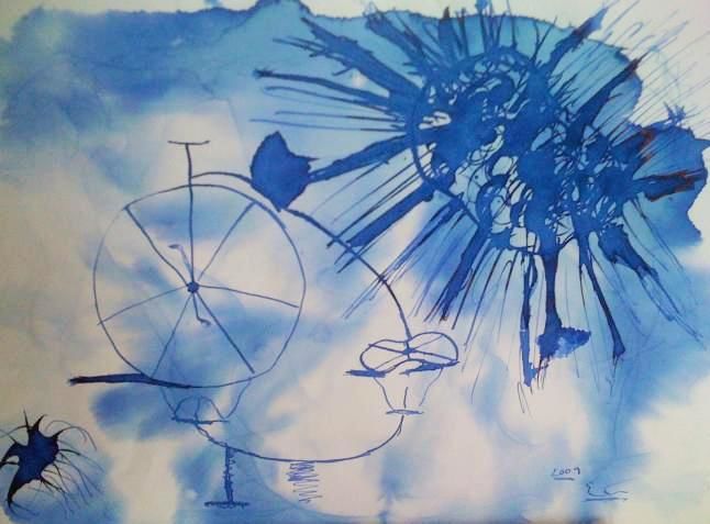 Dessin intitulée "Bike & Sun" par Lazarovici, Œuvre d'art originale