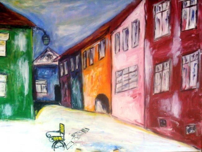 Painting titled "Yellow chair in Sig…" by Lazarovici, Original Artwork
