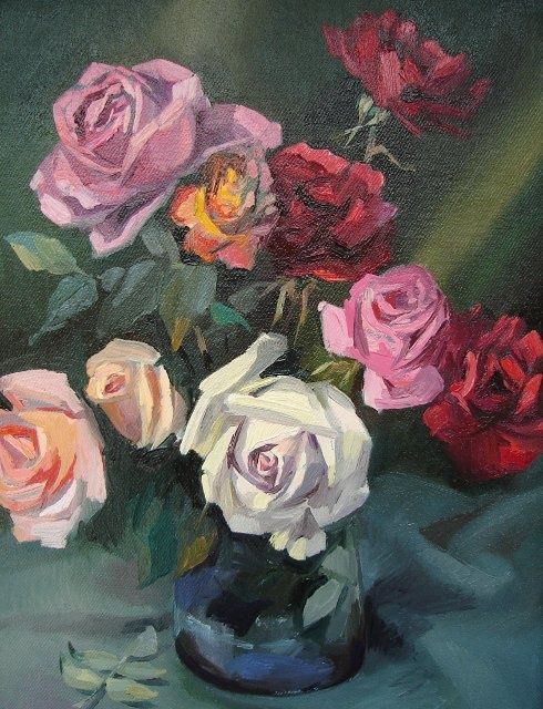 Painting titled "Roses" by Emil Pascalau, Original Artwork