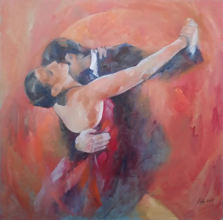 Schilderij getiteld "Dans" door Emily Ardelean, Origineel Kunstwerk, Olie Gemonteerd op Houten paneel
