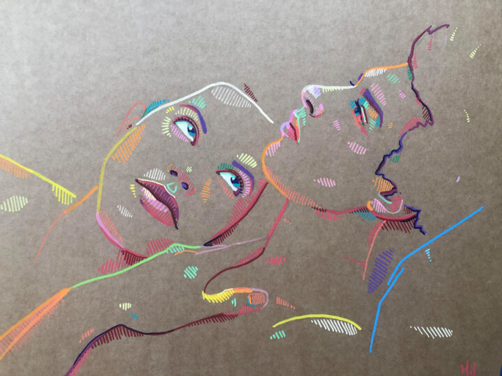 Pintura intitulada "After love" por Emily Coubard (Mil.), Obras de arte originais, Marcador