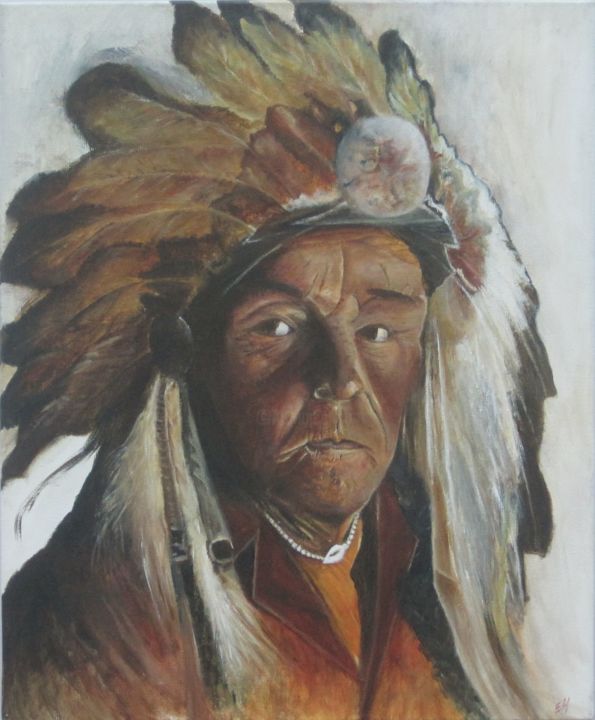 Peinture intitulée "Amerindien II" par Emily Helstroffer, Œuvre d'art originale, Acrylique